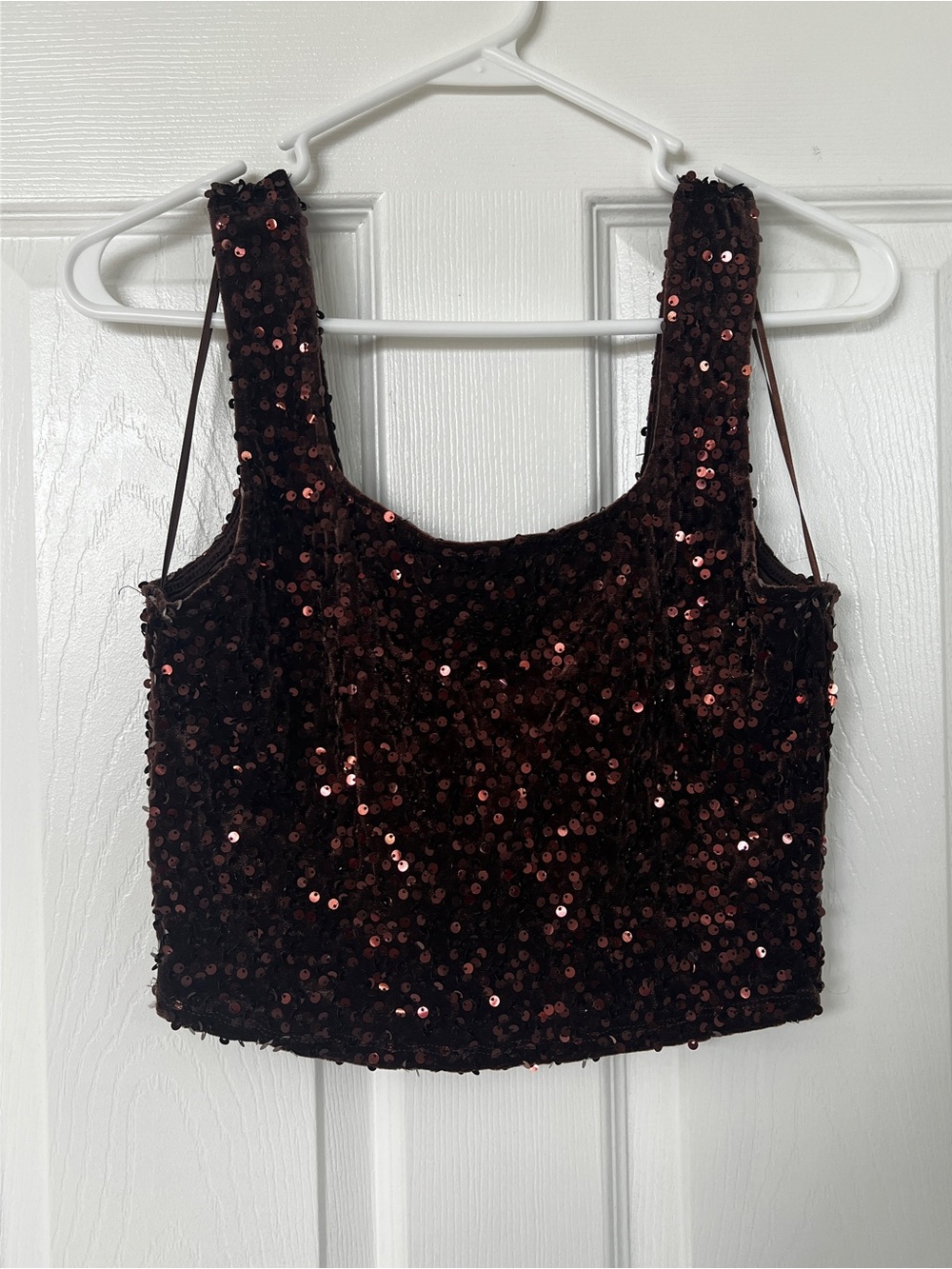 Bozzolo Brown Sequin Crop Top